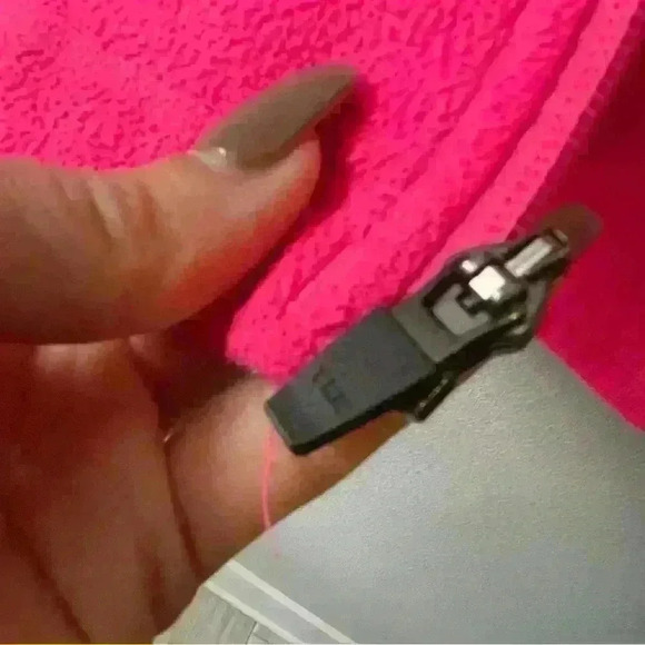 The Outfitters By Land's End Neon Pink Zip Up Jacket Sz L - Picture 8 of 15